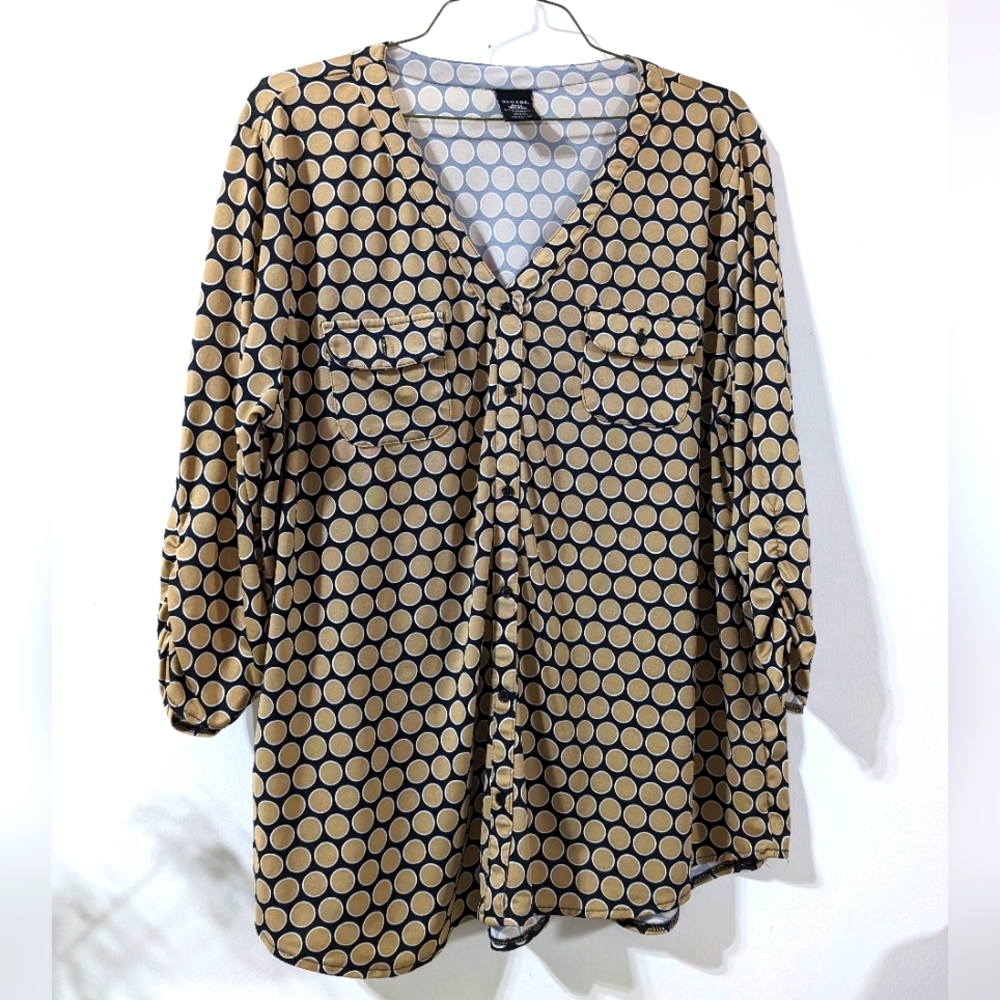 George Black & Tan Blouse Size 2X